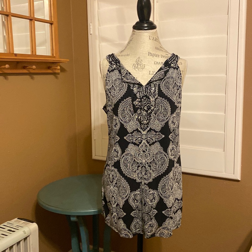 INC embellished tank top.